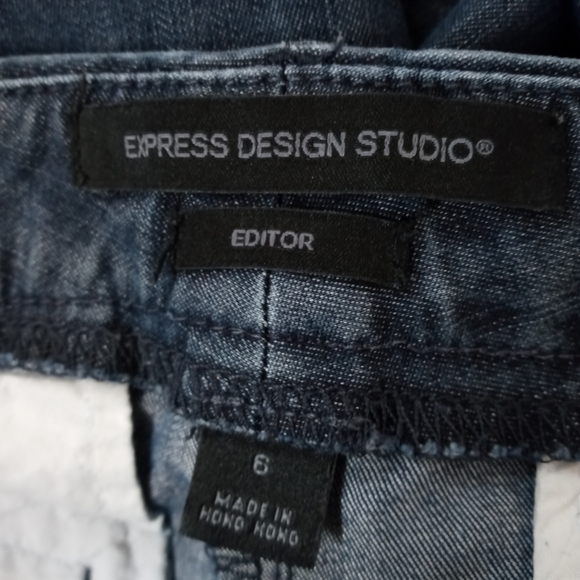 Express Design Editor Wide Leg Dark Wash Jeans - Picture 8 of 10